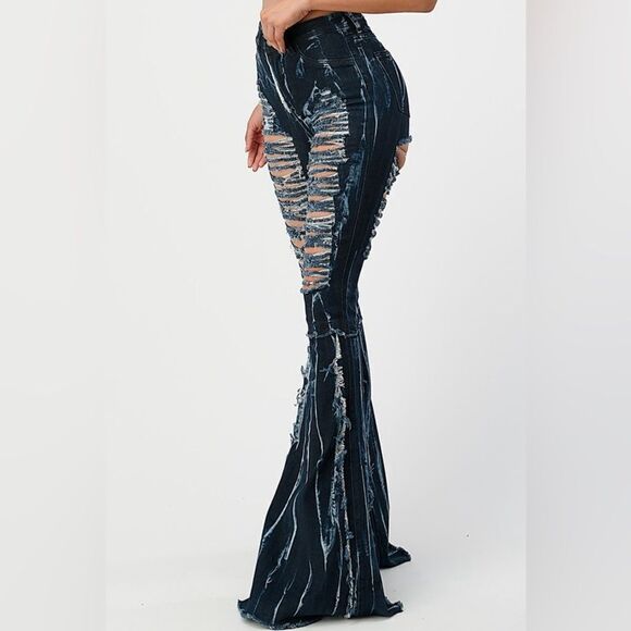 Purple Candy Lightning Concert Destroyed Jeans - Picture 3 of 4